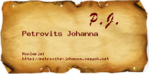 Petrovits Johanna névjegykártya